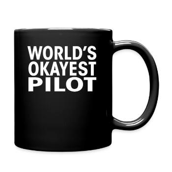 Worlds Okayest Pilot Funny Tee Shirt - Full Colour Mug - black - Right