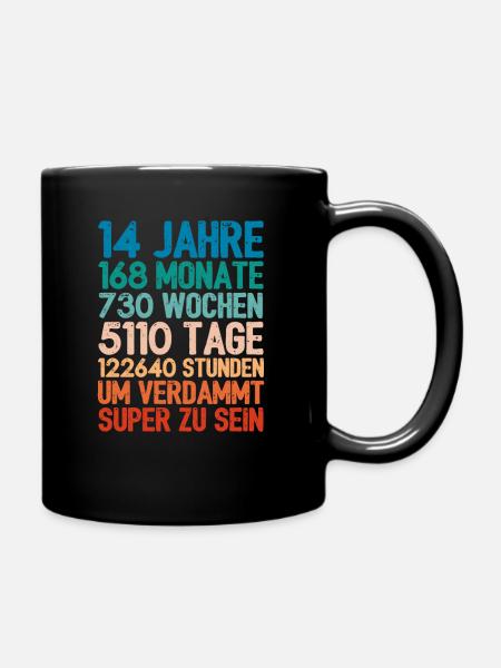 Geburtstagsgeschenk Für 14 Jährige 14. Geburtstag - Tasse einfarbig - Schwarz