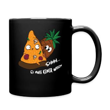 Lustiges Pizza Hawaii Ananas Shirt Geschenk - Tasse einfarbig - Schwarz - Rechts