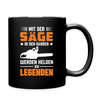 Motorsäge Waldarbeiter Wald - Tasse einfarbig - Schwarz - Rechts