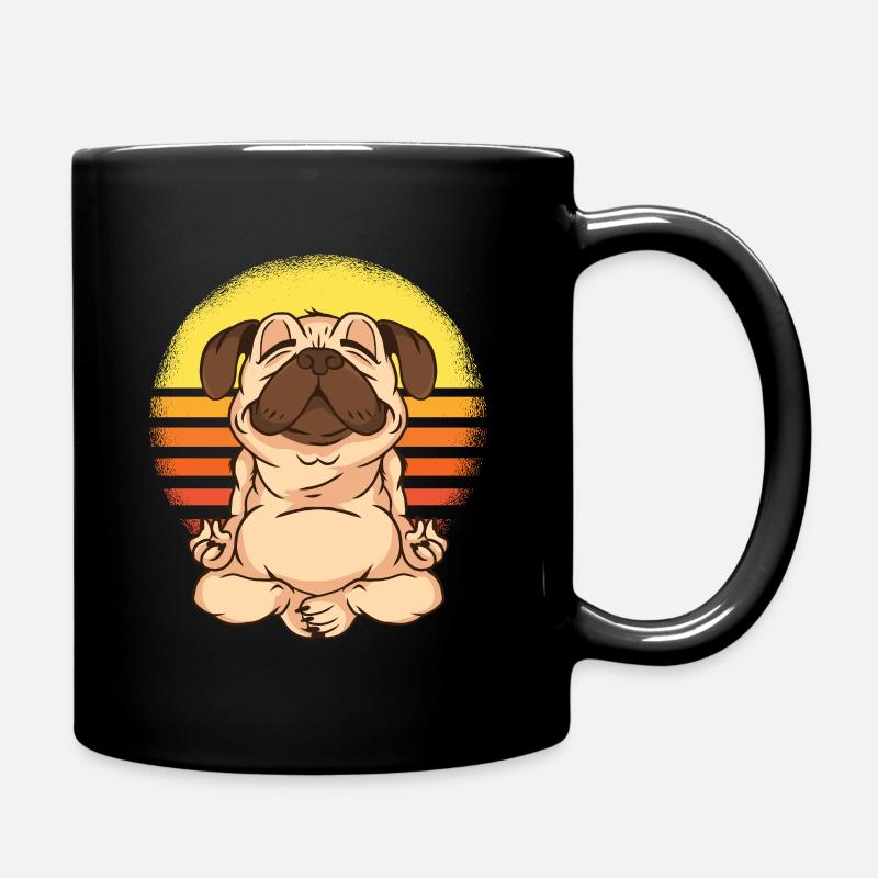 Chiot carlin nerd beanie yoga chien cadeau - Mug uni - noir