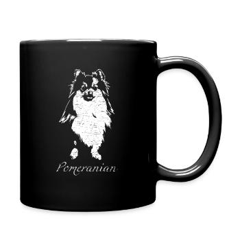 Zwergspitz Pomeranian - Tasse einfarbig - Schwarz - Rechts