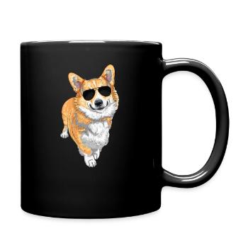 Ein lustiger Corgi mit Sonnenbrille - Tasse einfarbig - Schwarz - Rechts