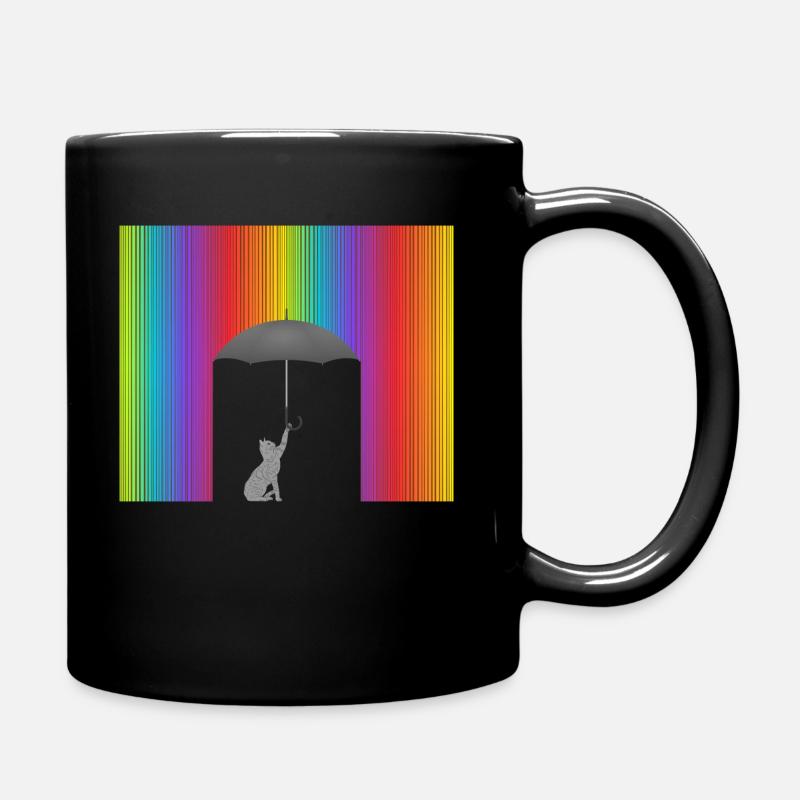 Cat In the Colorful Rain Gift Idea - Full Colour Mug - black