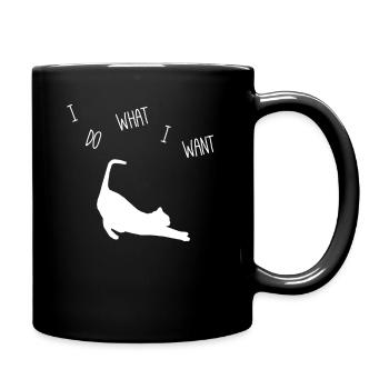 Lustige Katze Eigensinnig Humorvoll Tierlieb - Tasse einfarbig - Schwarz - Rechts