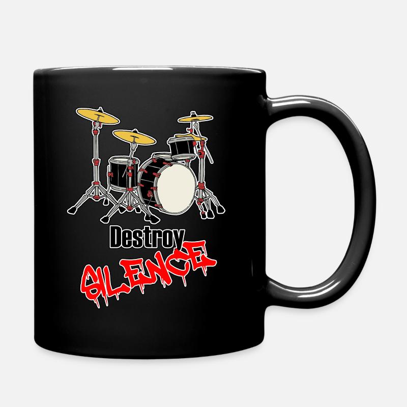 Drummer - Drums - Destroy Silence - Full Colour Mug - black