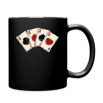 Cadeau de jeu de poker Dice 4 aces - Mug uni - noir - Droite