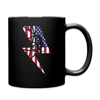 Lineman Elektriker Amerika Flagge Usa Geschenk - Tasse einfarbig - Schwarz - Rechts