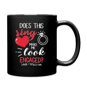 Engagement Engaged Wedding Request Ring - Full Colour Mug - black - Right