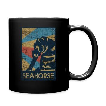 Seepferdchen Geschenk - Tasse einfarbig - Schwarz - Rechts