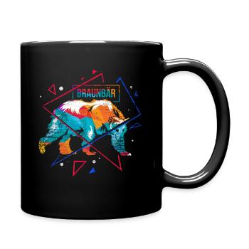Brown bear polygon - Full Colour Mug - black - Right
