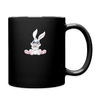 Funny Rabbit Cool Nerd Rabbit with Glasses - Full Colour Mug - black - Right
