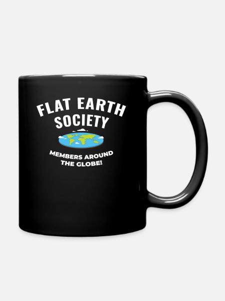 Flat Earth Shirt Society Flache Erde Karte Scheibe - Tasse einfarbig - Schwarz