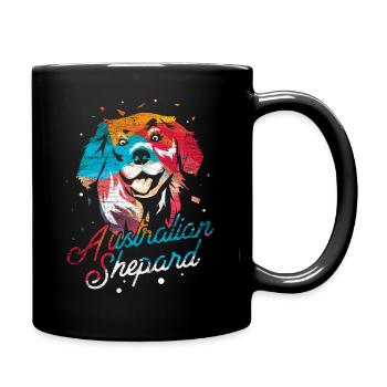 Australian Shepherd Polygon - Tasse einfarbig - Schwarz - Rechts
