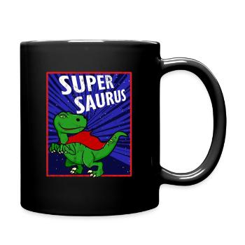 Superheld T-Rex Dinosaurier Tier Geschenkidee - Tasse einfarbig - Schwarz - Rechts