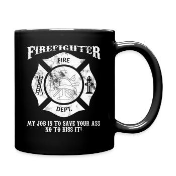 Fire Department - Firefighter - Fire Helmet - saying - Full Colour Mug - black - Right