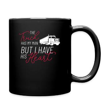 Der Truck Hat Meinen Mann Ich Habe Sein Herz LKW - Tasse einfarbig - Schwarz - Rechts