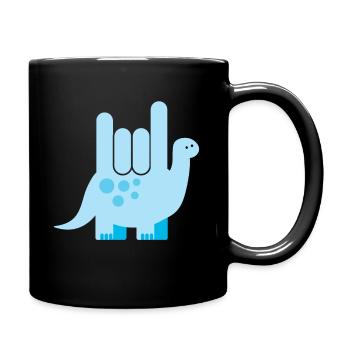 Gebärdensprache Dinosaurier - Ich Liebe Dich - Tasse einfarbig - Schwarz - Rechts