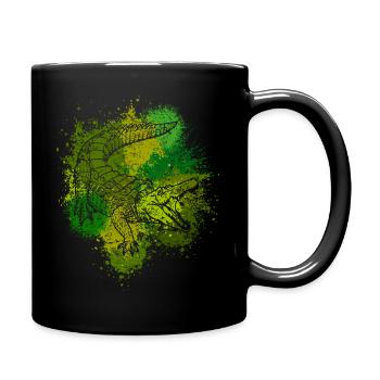Krokodil Aligator Raubtier Reptilien Geschenk - Tasse einfarbig - Schwarz - Rechts