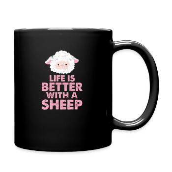 Schaf Schafe Schäfchen Sheep Lamm Lämmer Geschenk - Tasse einfarbig - Schwarz - Rechts