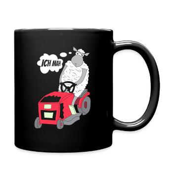 Lustiges Shaf T-Shirt ICH MÄH Rasenmäher mähen - Tasse einfarbig - Schwarz - Rechts