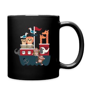 Noah's Ark with animals - Full Colour Mug - black - Right