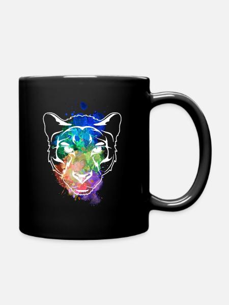 Jaguar Leopard Panther cat - Full Colour Mug - black