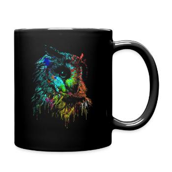 Eule - Tasse einfarbig - Schwarz - Rechts