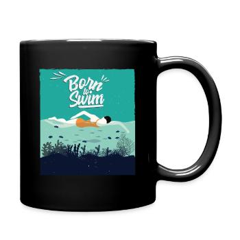 Geboren um zu Schwimmen Geschenkidee Geburtstag - Tasse einfarbig - Schwarz - Rechts