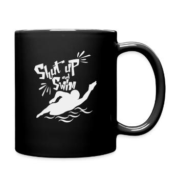 Sei leise und Schwimm - Tasse einfarbig - Schwarz - Rechts