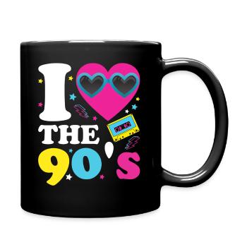 I love the 90's - Retro 90er Jahre Kostüm - Tasse einfarbig - Schwarz - Rechts