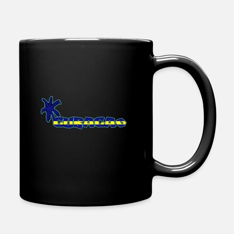 Curaçao Curacao Blaue Palme und Landesfarben - Tasse einfarbig - Schwarz