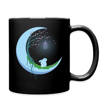 Mond Hase - Tasse einfarbig - Schwarz - Rechts
