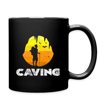 Vintage Retro Style Caving Silhouette Gift Idea - Full Colour Mug - black - Right