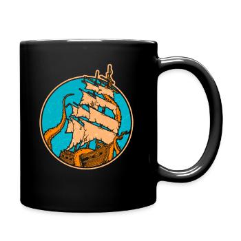 Pirate ship Kraken - Full Colour Mug - black - Right