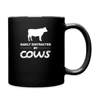 Easily distractible from cows farmer farm - Full Colour Mug - black - Right