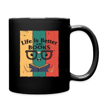 Bücher - Tasse einfarbig - Schwarz - Rechts