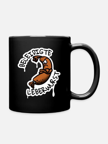 Beleidigte Leberwurst Essen Food Metzger TShirt - Tasse einfarbig - Schwarz