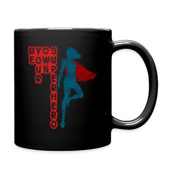 Superheld Frau - Tasse einfarbig - Schwarz - Rechts
