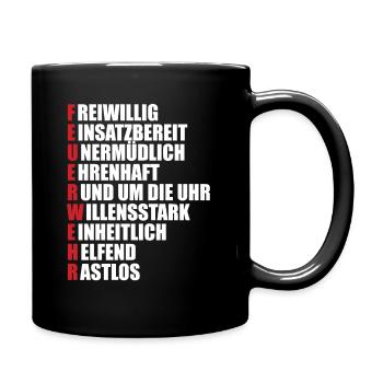 Feuerwehr - Tasse einfarbig - Schwarz - Rechts