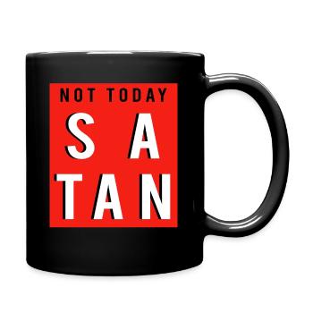 Nicht heute Satan - Tasse einfarbig - Schwarz - Rechts