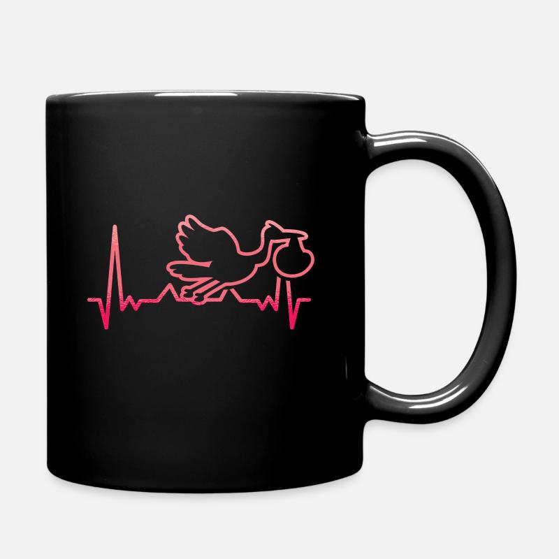Hebamme Herzschlag - Tasse einfarbig - Schwarz