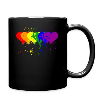 LGBT coloré coeur symbole lesbienne gai bi cadeau - Mug uni - noir - Droite