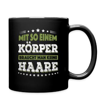 Lustiges Glatze keine Haare Sprüche Fun Geschenk - Tasse einfarbig - Schwarz - Rechts