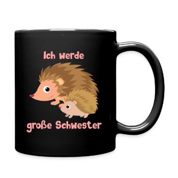 Ich werde große Schwester - Igel - Tasse einfarbig - Schwarz - Rechts