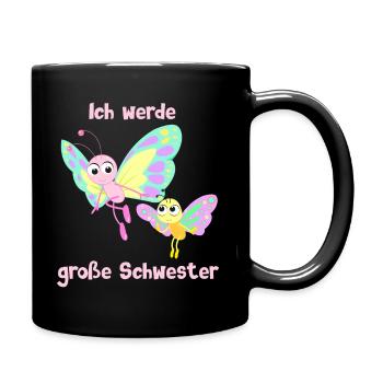 Ich werde große Schwester - Schmetterling - Tasse einfarbig - Schwarz - Rechts