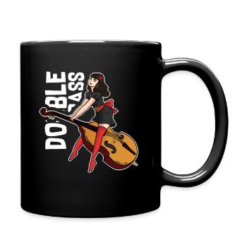 Double bass girl - Full Colour Mug - black - Right
