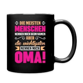 Oma Spruch - Tasse einfarbig - Schwarz - Rechts