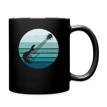 Retro Sonnenuntergang-Rock-E-Bass-Gitarrendruck - Tasse einfarbig - Schwarz - Rechts