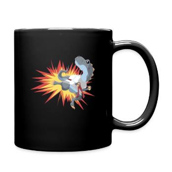 Dinosaurier T-Rex macht Karate - Tasse einfarbig - Schwarz - Rechts